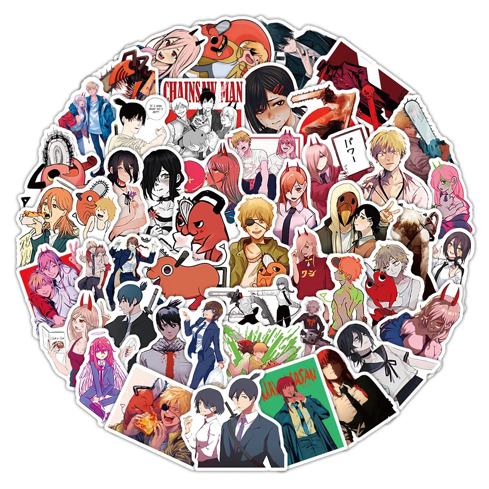 10/52PCS Anime Chainsaw Man Graffiti Stickers Waterdichte stickers voor bagage motorfiets bagage trolley notebook telefoon geval speelgoed