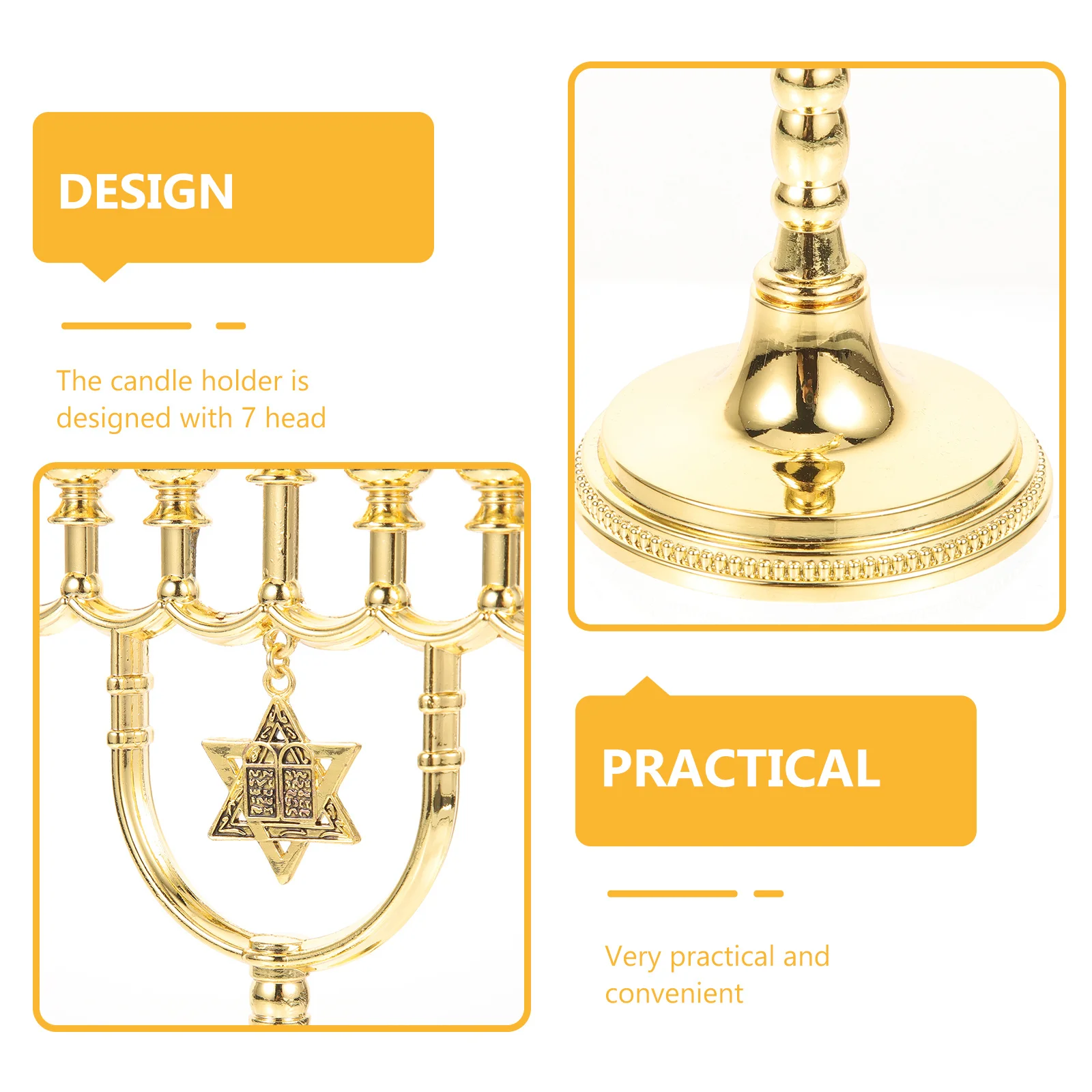 

Golden - Holder for Hanukkah Menorah Vintage Candelabrum Decor for Dining Table Fireplace Display