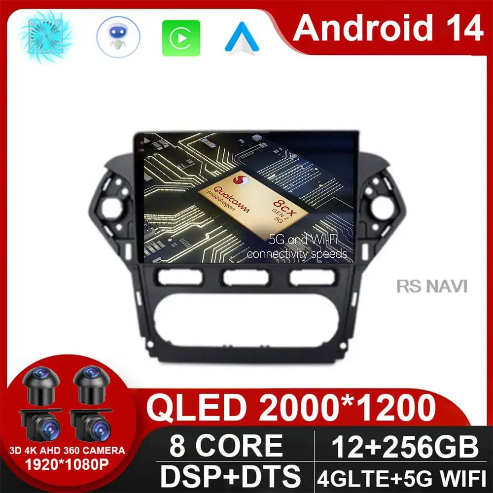 

8 Core 5G Android 14 2 din Car Radio Multimedia Video Player For Ford Mondeo 4 mk4 2010-2014 autoradio Carplay GPS