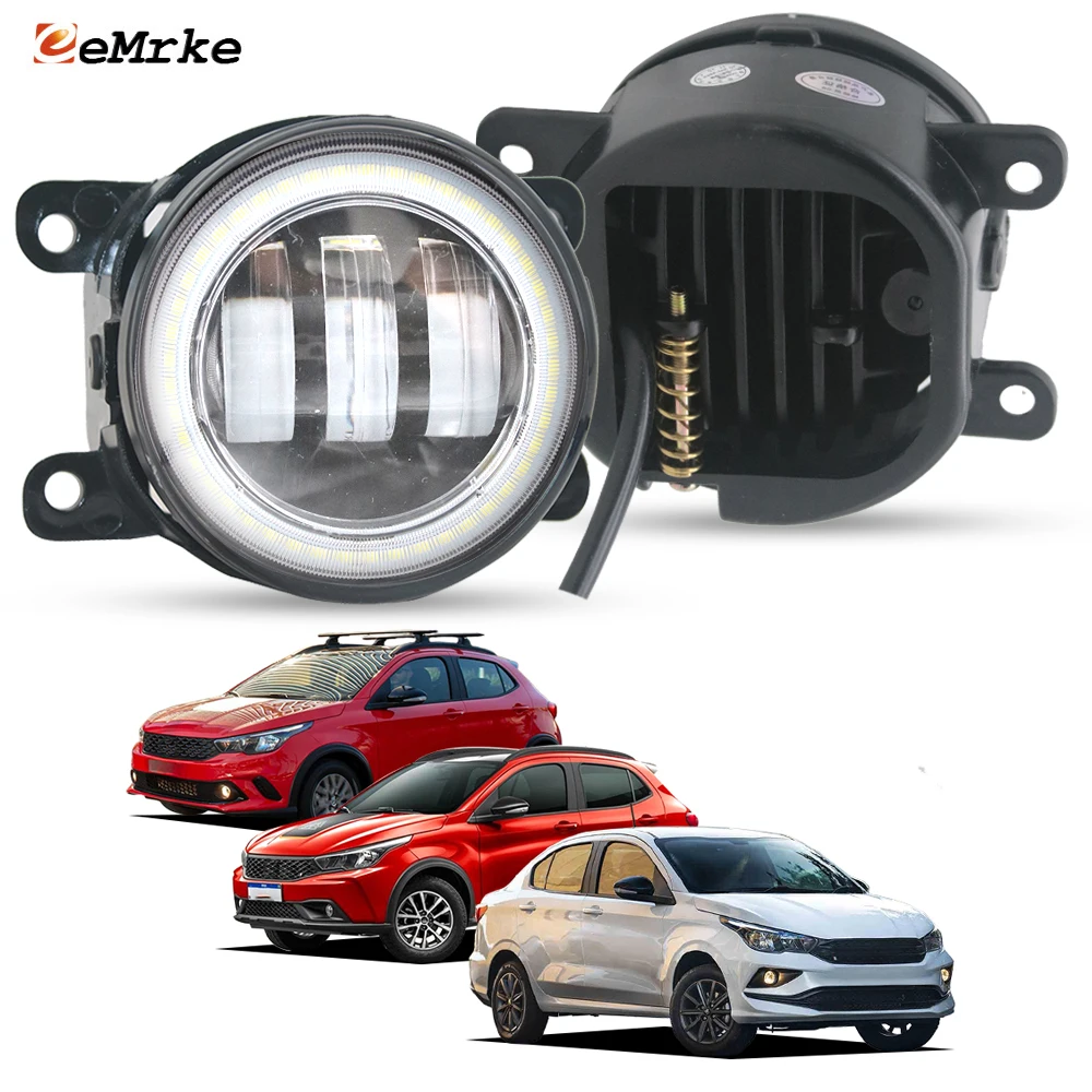 40W Led Fog Lights Angel Eyes DRL for Fiat Cronos Argo 2016-2020 2021 2022 2023 2024 Fog Driving Lamp Lens Car Daylight Replace