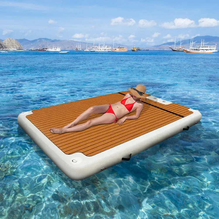 OEM Size 9x6ft PVC Drop Stitch Inflatable Water Deck Platform CE Certified 100‑500kg 5‑10 People Summer Family