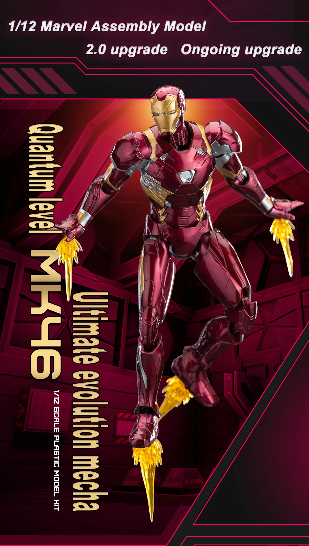 Fondjoy Anime Figure Iron Man MK46 Model Kit 1/12 Infinity Saga Ironman Mark 45 Mark 46 Assembly ABS Joint Movable Kids Toy Gift