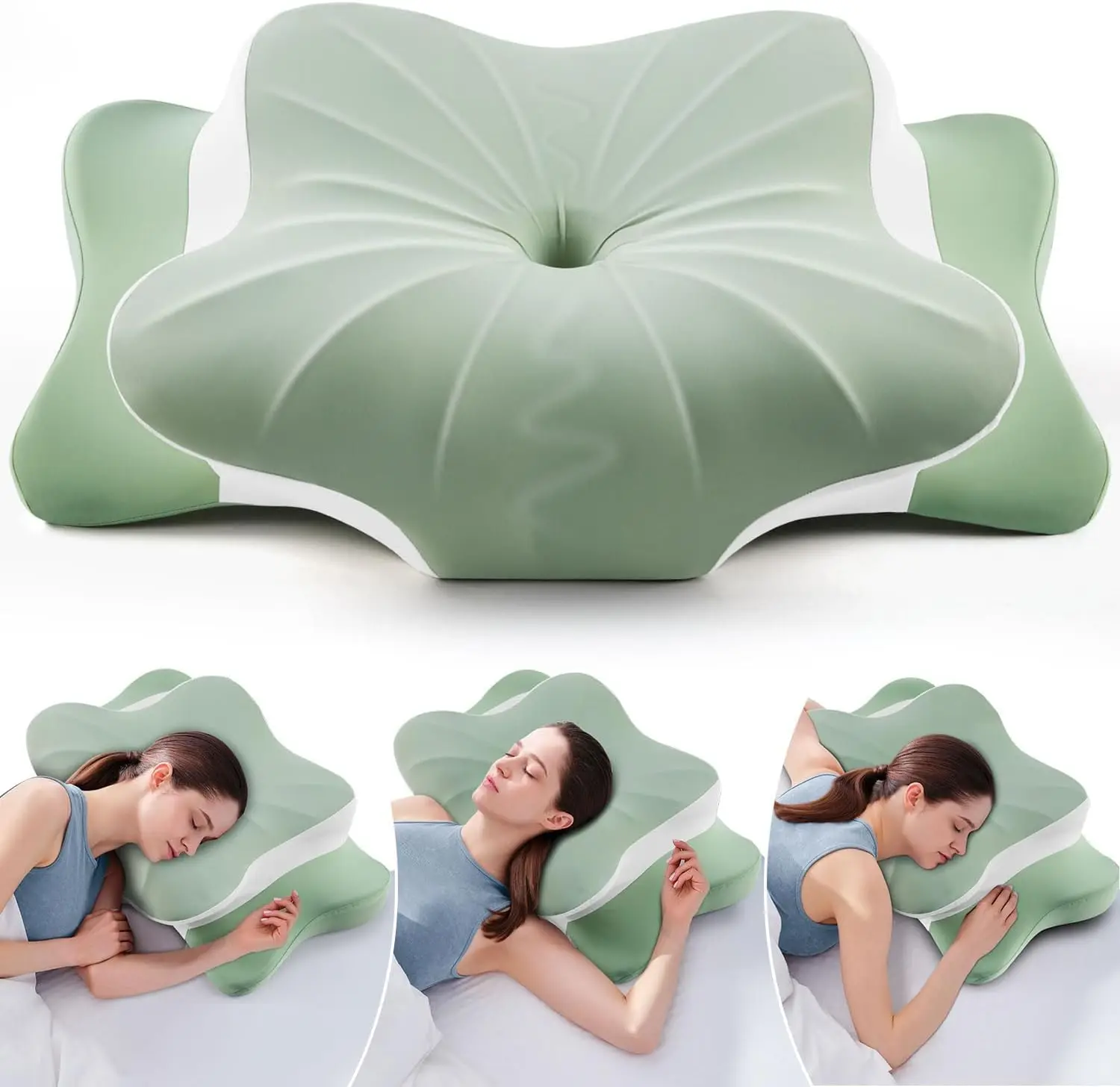 

Охлаждающая подушка для шеи из пены с эффектом памяти для облегчения боли, эргономичная поддержка контура двойной высоты для сна на боковой спине и живота