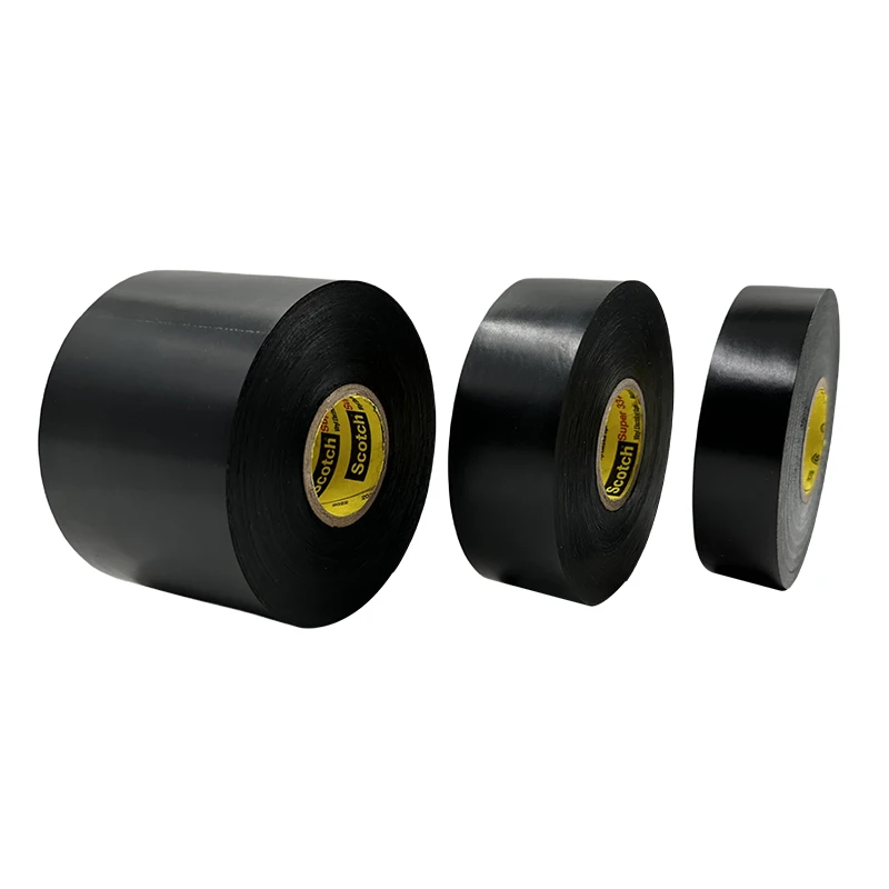 Custom sizes Vinyl Electrical Tape Super 33+ Black 0.18MM Thickness Adhesive Tape For High-Voltage Cable Splices and Repairs