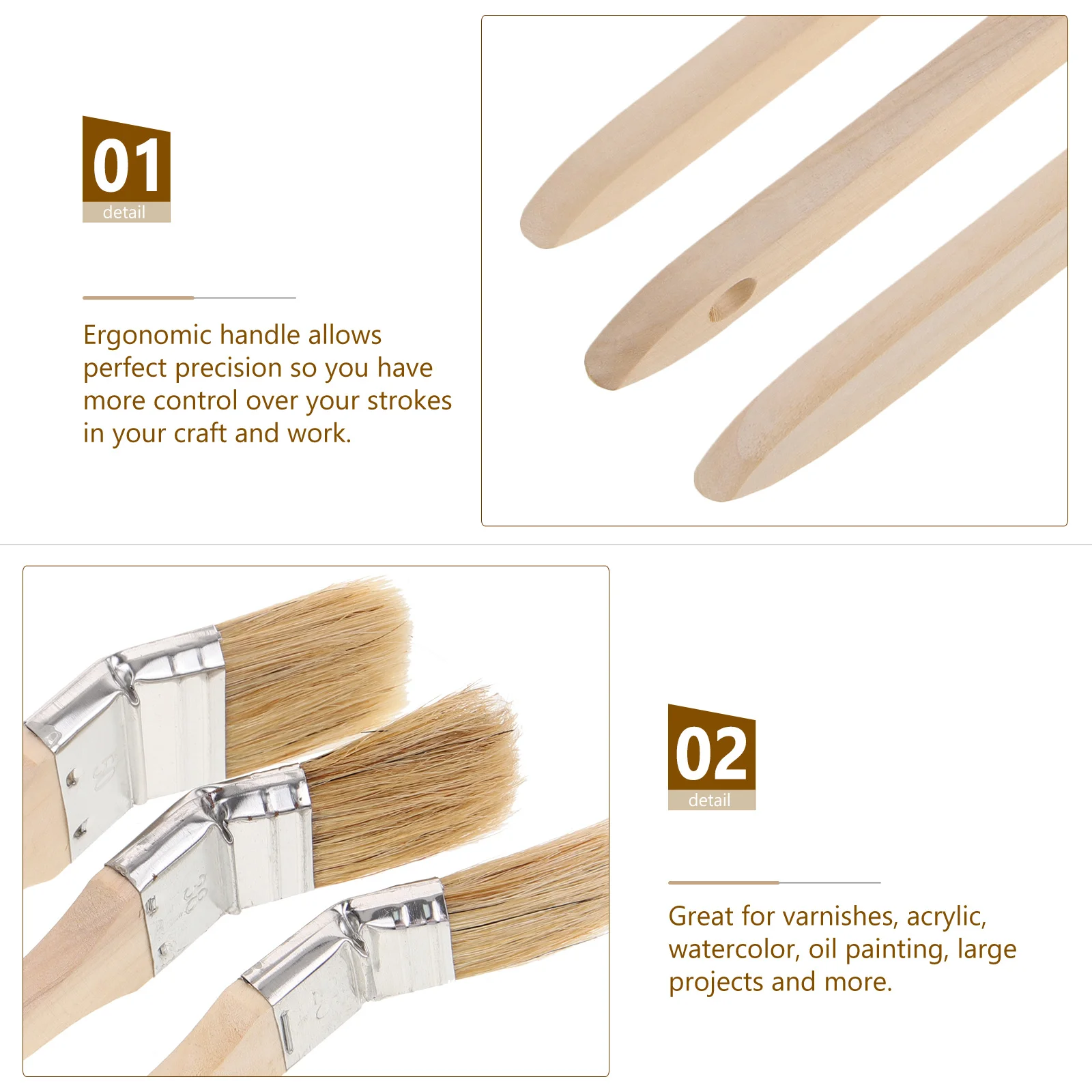 

3pcs Bent Head Paint Brush 2.5/3.5/5 Inch Soft Plastic Bristles For Wall Wood Furniture Oil Painting Multi-Use Diy Tools