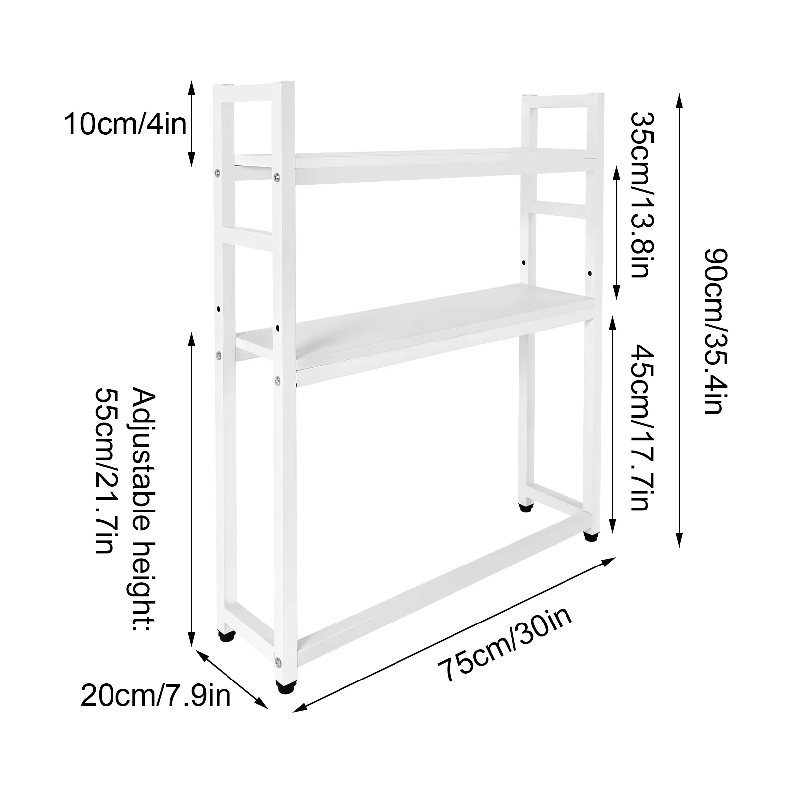 Computer Desktop Bookcase, 2-Tier Multipurpose Countertop Hutch Display Shelf, Adjustable Wood Rack Organizer for Home Dorm