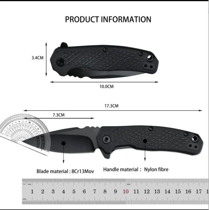 Tactical KS 1407 Conduit Assisted Flipper Folding Knife 8Cr13Mov Blade Nylon Fiber Handles Outdoor Pocket Knives EDC Tool