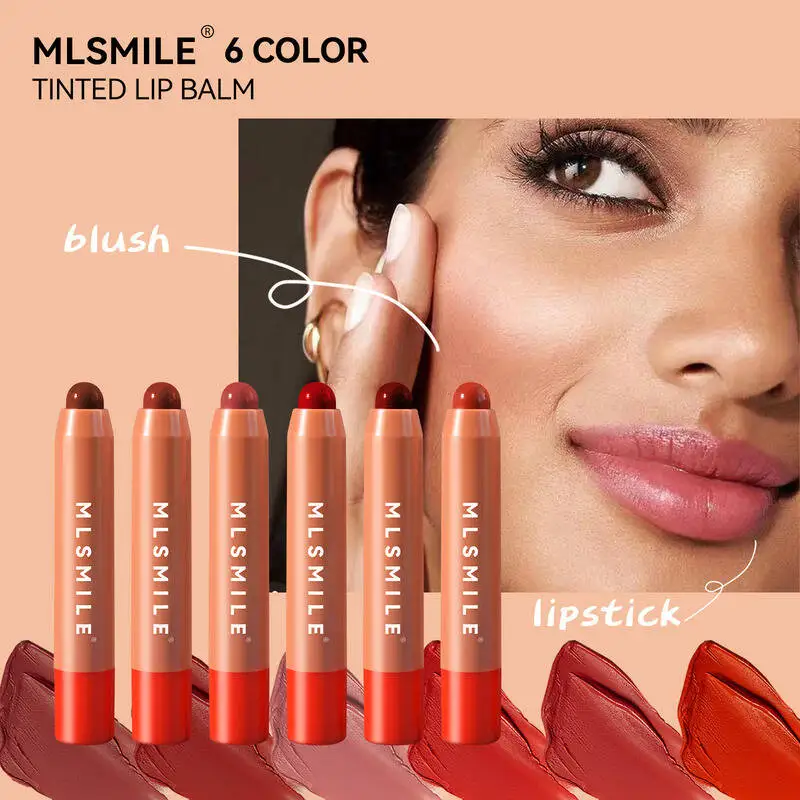 MLSMILE ลิปบาล์มบำรุงริมฝีปาก ลิปกลอสติดทนนาน ติดง่าย สีสวย ชุดปากกาลิปสติกแบบหมุน
