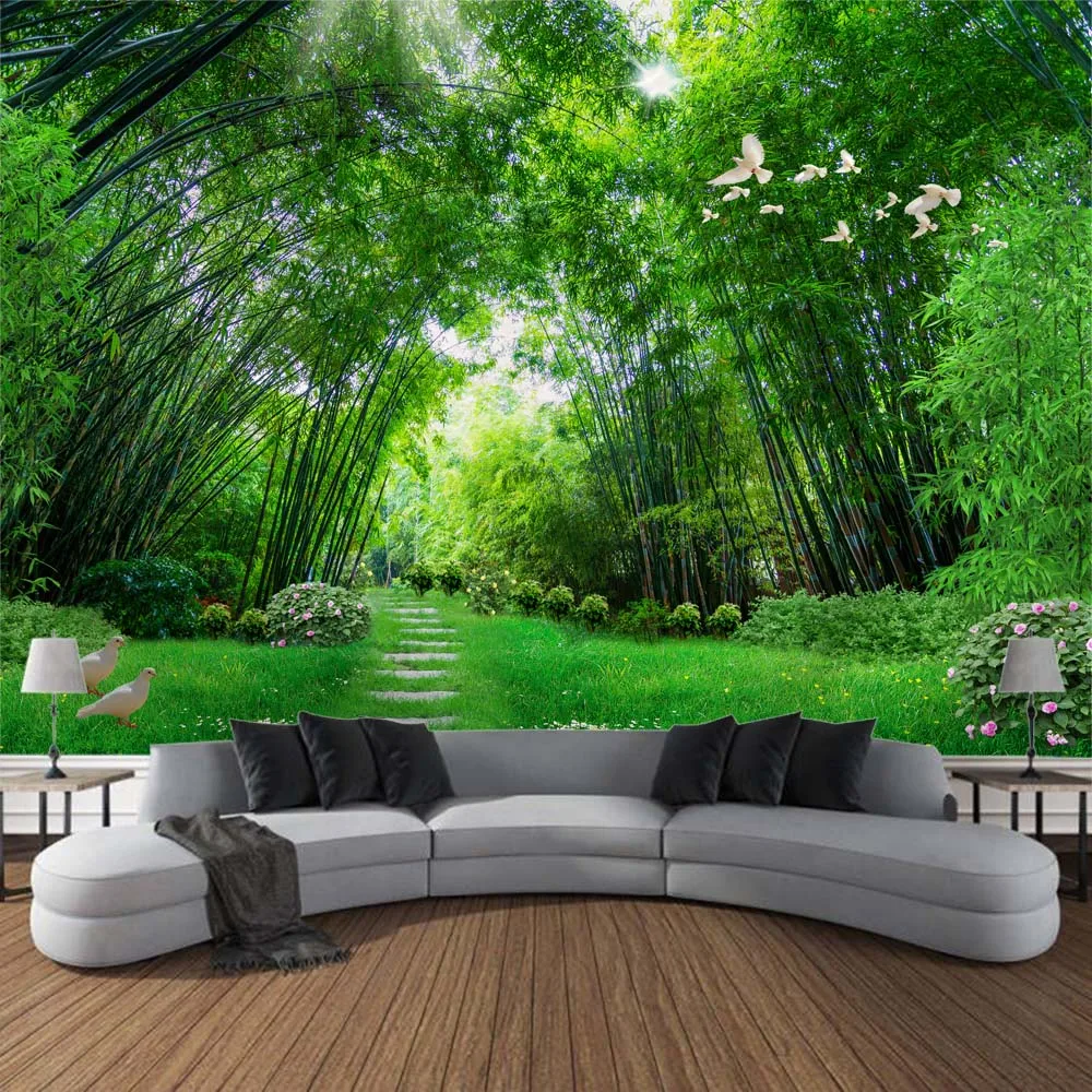 Bamboo tapestry natural landscape 3d printing wall hanging home decoration aesthetics room art wall decoration blanket