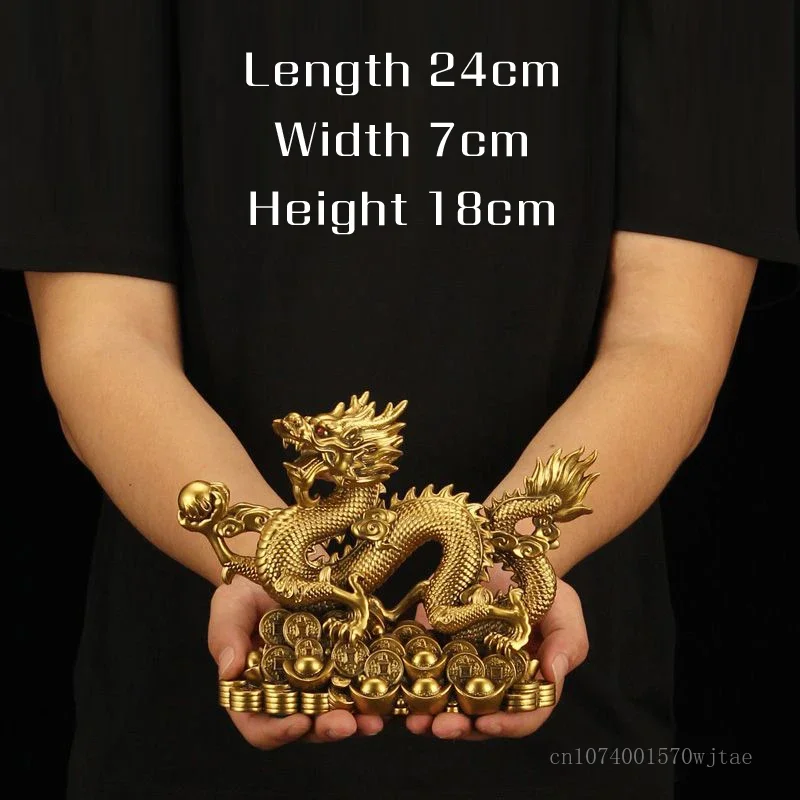 Chinese Style Creative Synthetic Resin Animal Dragon Sculpture, Blessing Crafts Lucky Mascot, Living Room Office Decoration, 1Pc