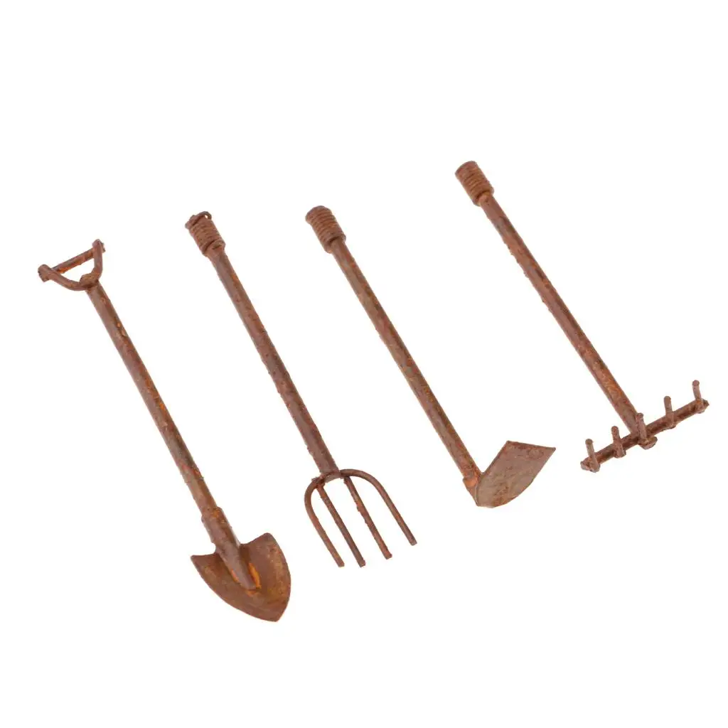 4-part Weeding Tool Set /12 Dollhouse Miniature Fairytale Garden