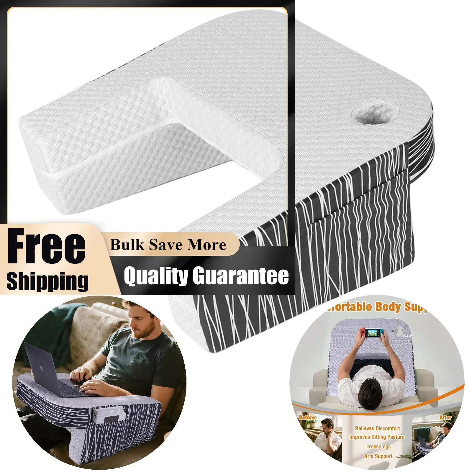 Lap Desk Pillow Multifunction Reading Pillow Memory Foam Rest Pillow Space Saving Soft Gaming Pillow for Working Playing Game