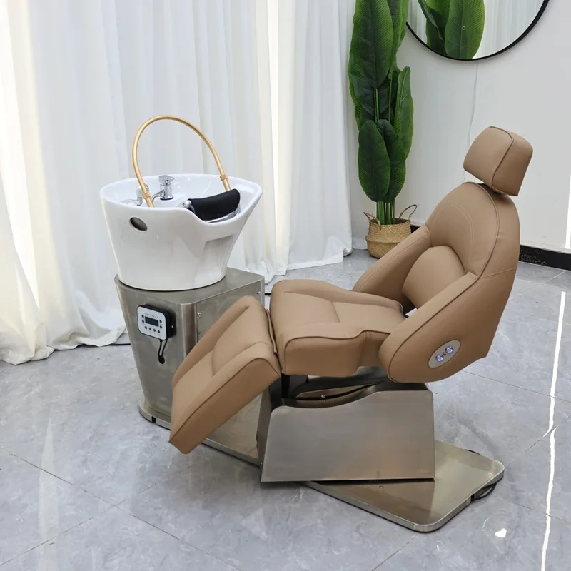 Luxury Beauty Hair Salon Furniture Head Spa Electric Shampoo Chair Bed Hair Washing Chair Massage Head Spa Shampoo Bed for Salon