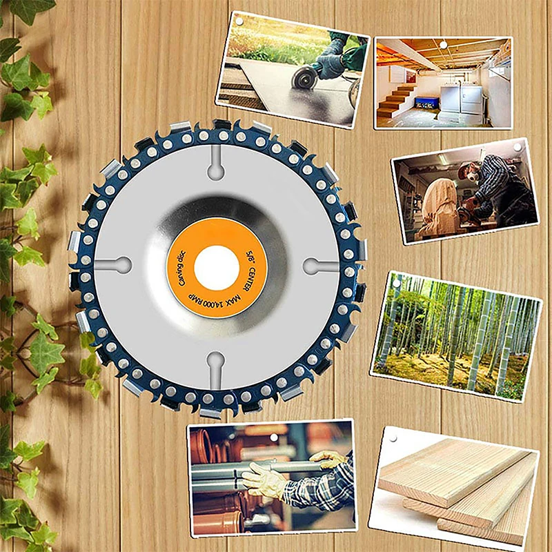 4 Inch 22 Tooth Angle Grinder Dedicated Chain Disc Woodwork Carving Chain Saw Disc Angle Grinding Disc Slotting Saw Blade Tool