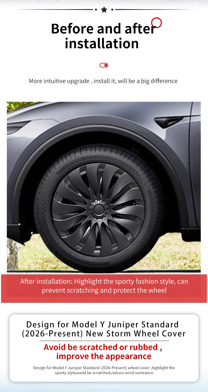 4 Stück für Model Y Juniper Standard 18" Lochfelgen 2026-heute 18 Zoll Neue Radkappe im Storm-Stil für Tesla – Detail 4