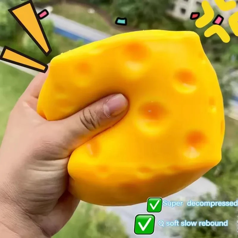 Brinquedo de Apertar Queijo 5CM, Tamanho Extra Grande, Brinquedo Sensorial Squishy de Queijo, Bola Moldável de Recuperação Lenta para Alívio do Estresse, Presente para Adultos, Novidade 2026