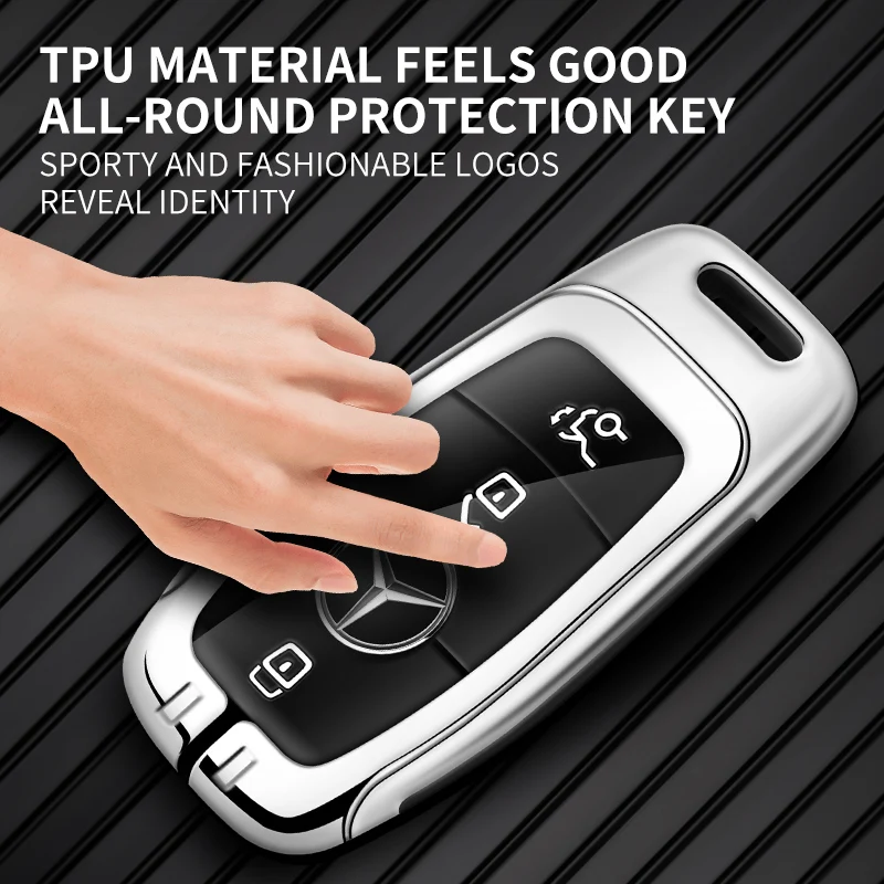 Zinc Alloy Leather Car Remote Key Case Cover For Mercedes Benz A C E S G Class GLC CLE CLA GLB GLS W177 W205 W213 W222 X167 AMG