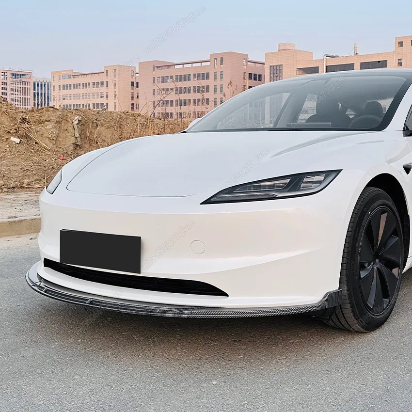 

Front Bumper Lip Spoiler For Tesla Model 3 Highland 2024-2025 ABS Glossy Black / Carbon Look Body Kits Splitter Diffuser Tuning