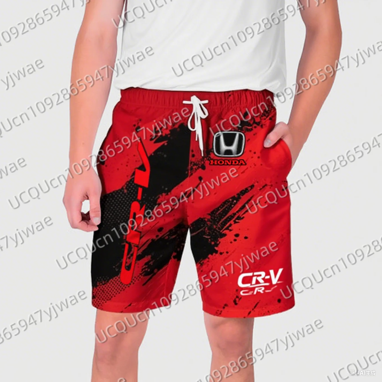 

3D Printing Red Motorcycle Riding Shorts Fast Drying Breathable Short Sleeve Sport For Men And Women Honda Riding Shorts