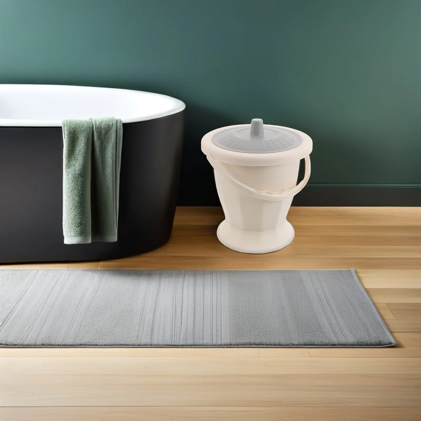 Portable Adult Toilet with Lid and Cleaning Brush