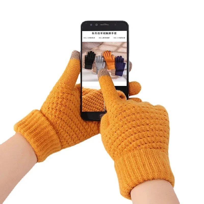 Touch screen gloves for men and women in winter, cute student cycling, warm and cold-proof, thickeneded winter velvet gloves,...