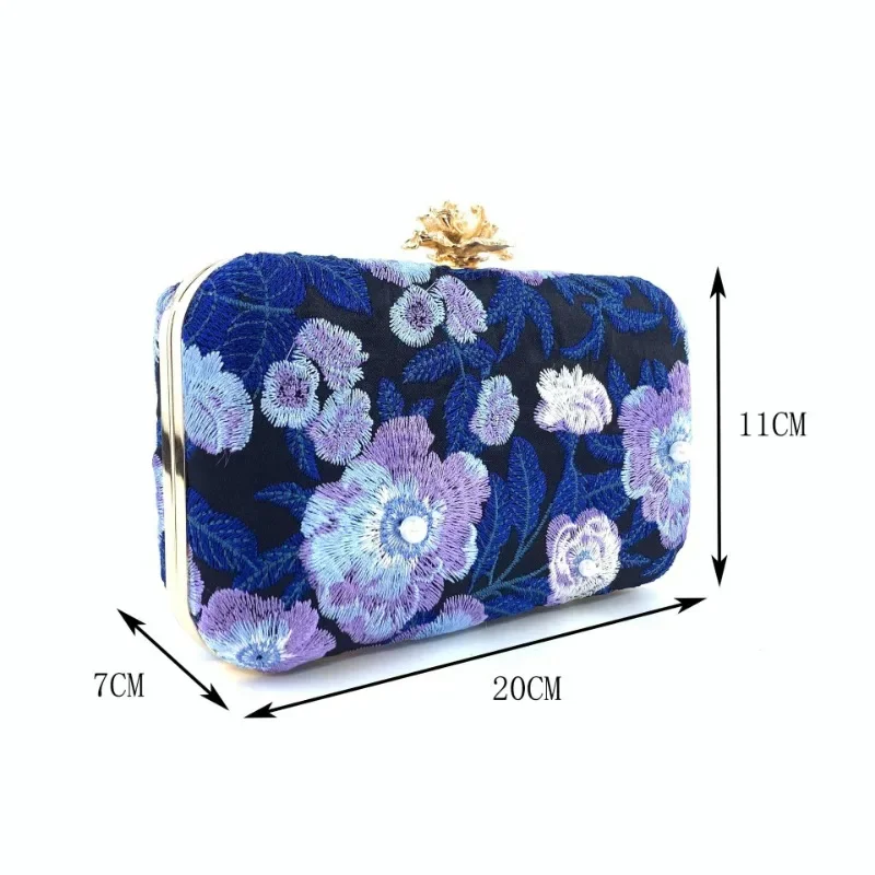 Chinese Style Embroidery Bag for Women Flower Gold Evening Bags Vintage Party Purse Ladies Elegant Clutch Handbag Female Gift