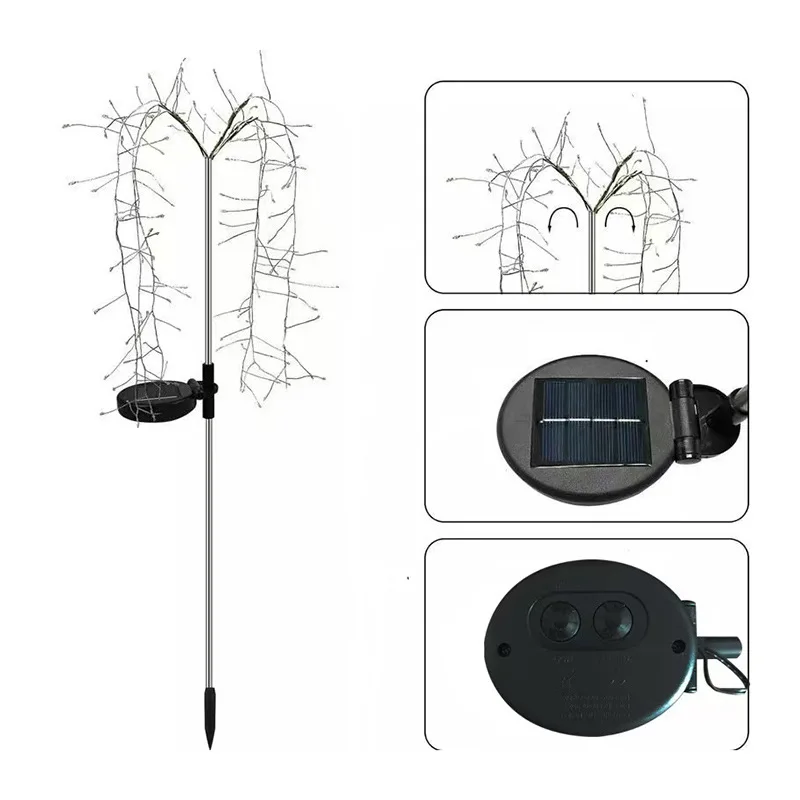 100/120/160 LED Zonne-energie Vuurwerk Verlichting Tuindecoratie Kerstverlichting Waterdichte Outdoor Paardebloem Gazon Lamp Patio tuin