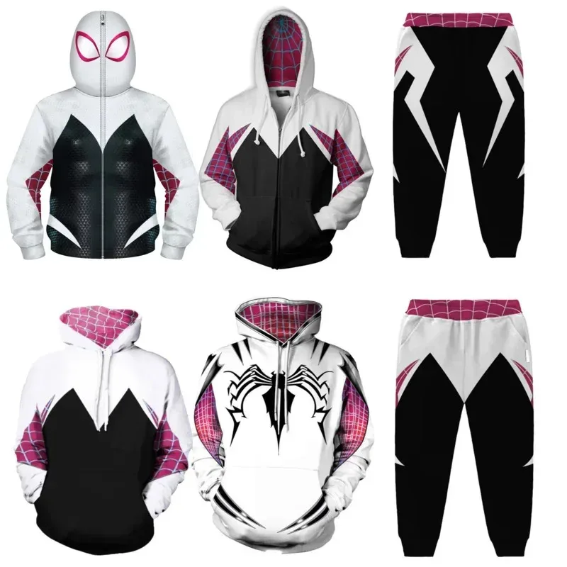 2026 nuevo superhéroe Cosplay para Spider Gwen Stacy sudaderas con capucha abrigo con cremallera disfraz para niños adultos Jersey con capucha ropa de calle ★ ☆ ❤ ★ ☆