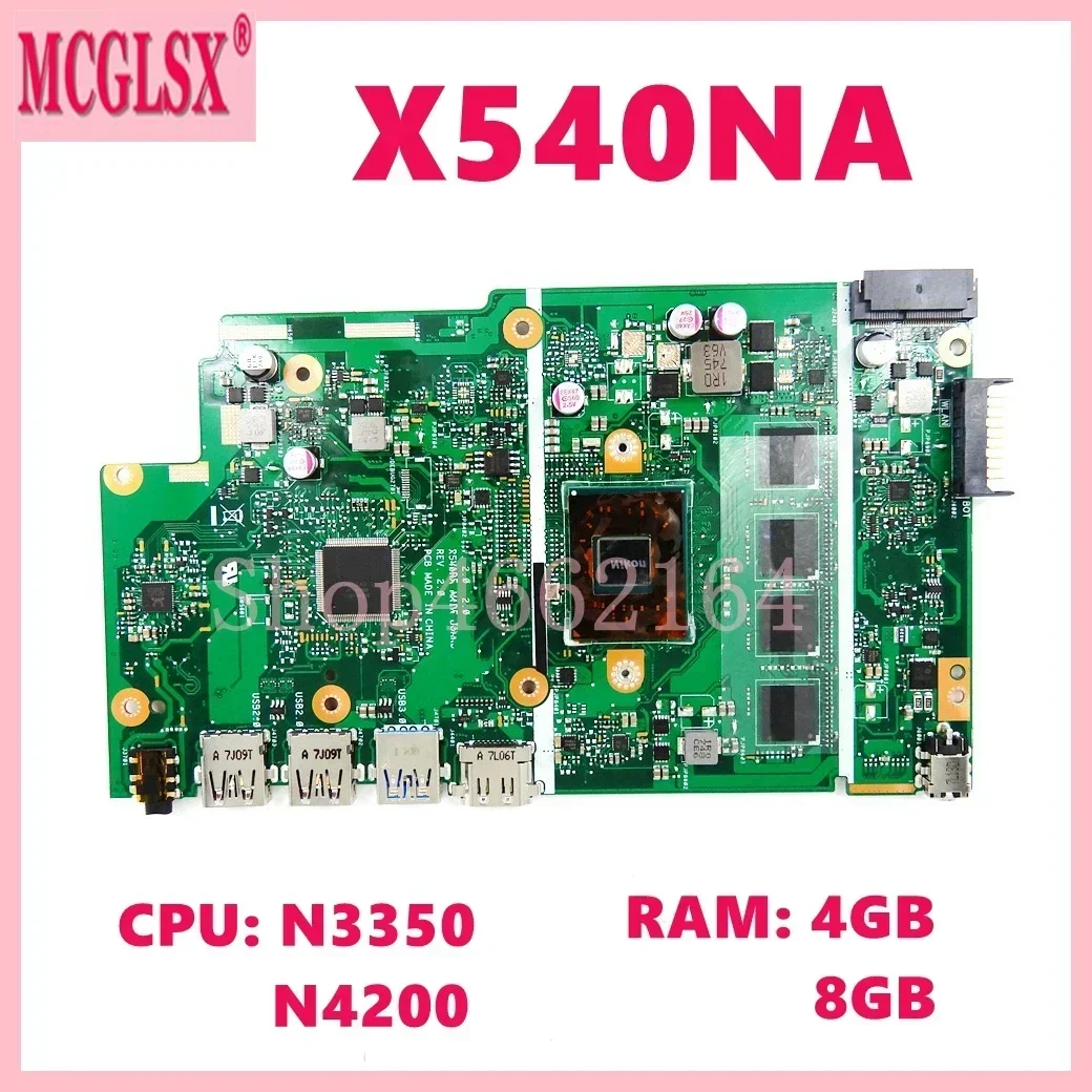 X540NA With N3350/N4200 CPU 4GB/8GB-RAM Notebook Mainboard For Asus X540 X540N X540NA R540N D540NA X540MA Laptop Motherboard