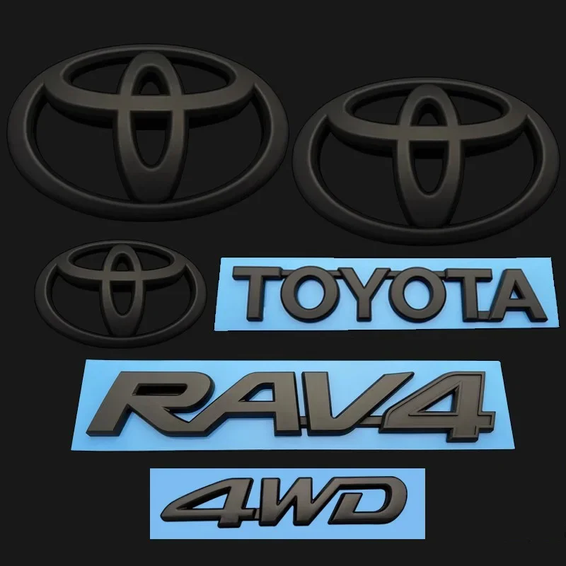 for Toyota RAV4 Rongfang black car logo TOYOTA 4WD logo decoration in the net logo rear trunk 