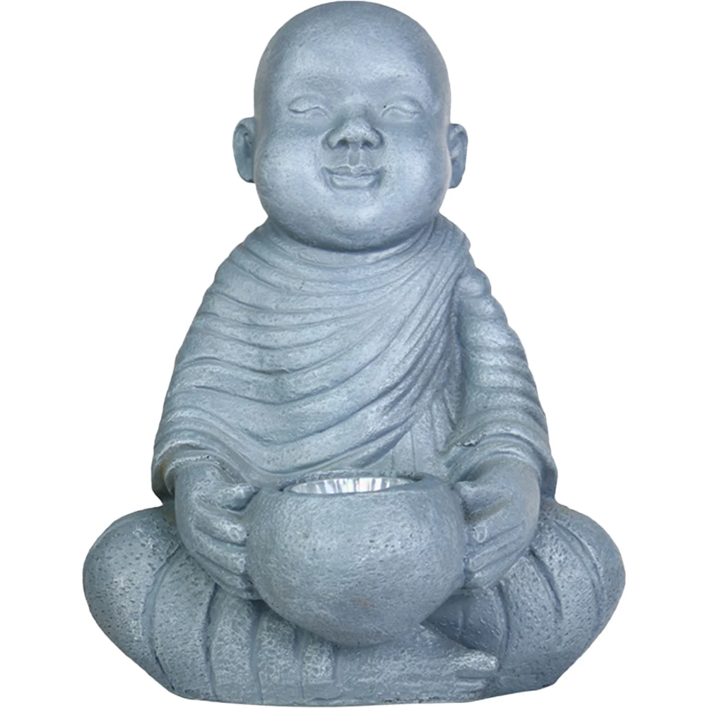 

Garden Solar Light Outdoor Decor Resin Material Solar Powered Statue Monk Shape Compact Size Paths Parks Gardens Roadside