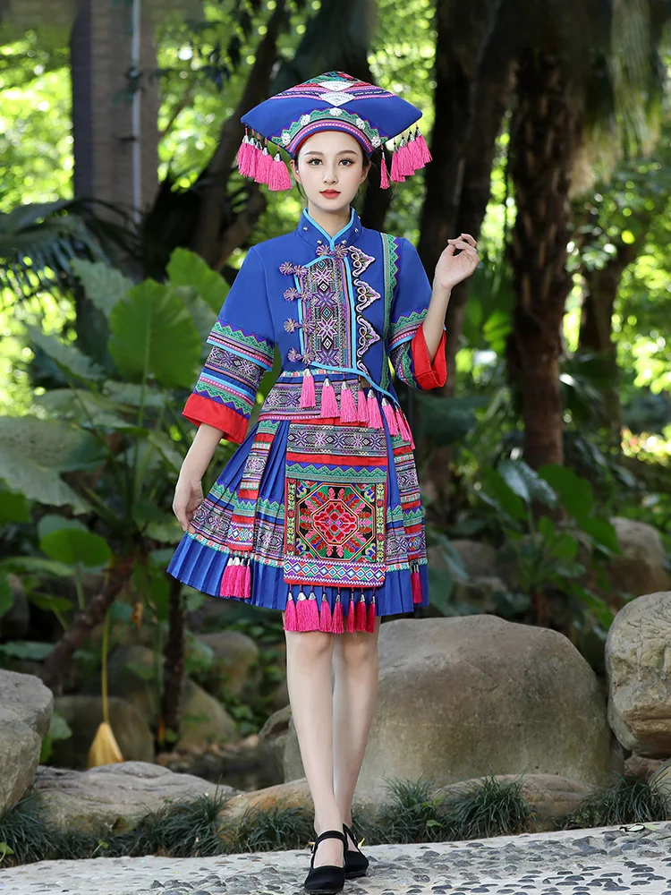 Guizhou Miao Costume Female Minority Guangxi Zhuang Adult Dance Performance Stage Clothes New