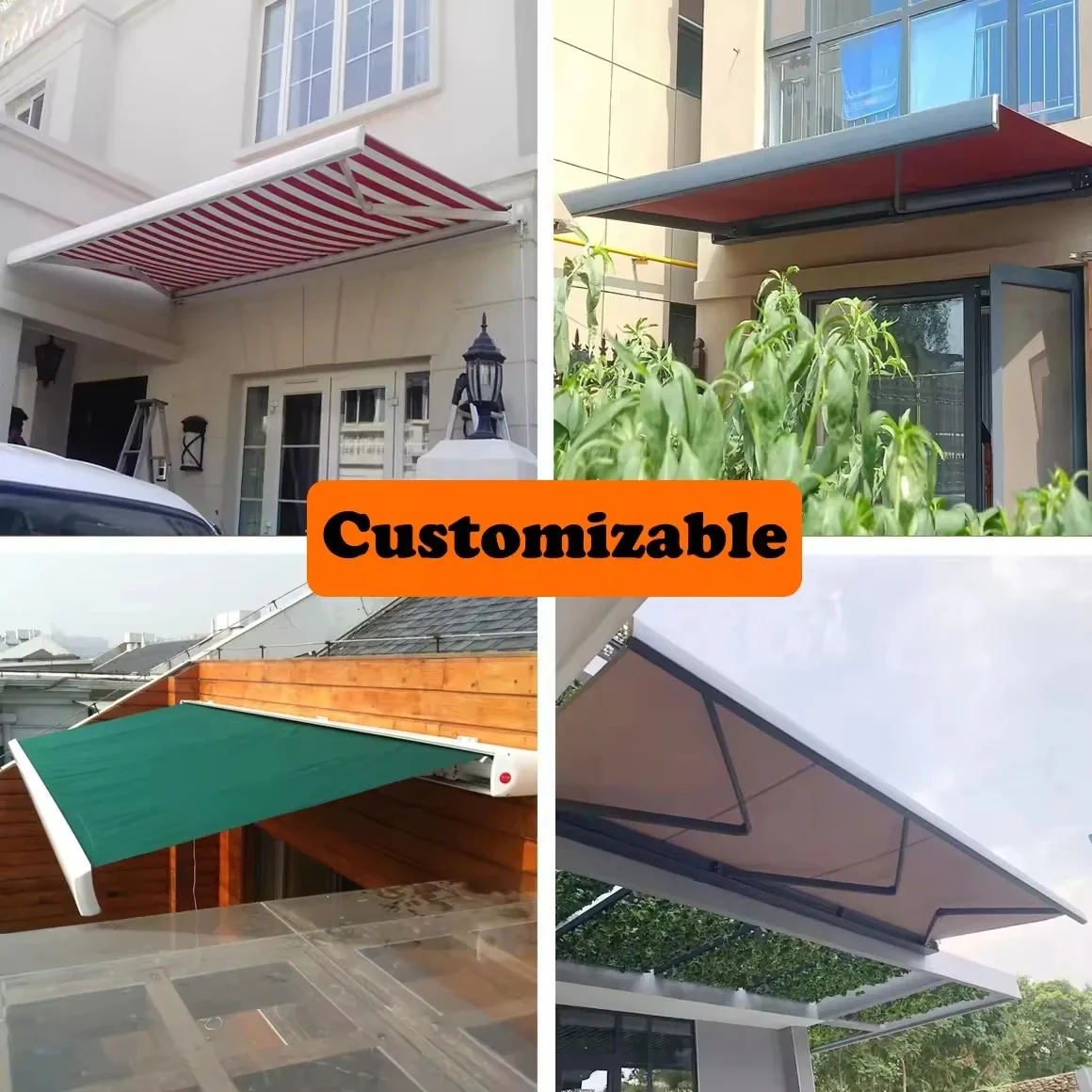 Outdoor Aluminum Alloy Retractable Awning Extendable Terrace and Balcony Awning Waterproof and UV Resistant Customizable