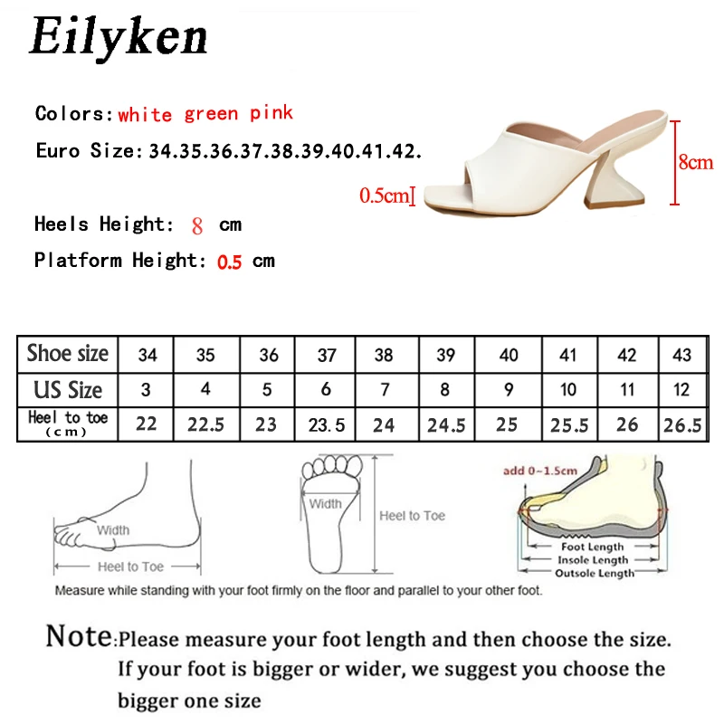 Eilyken Summer Women Shallow Square Toe  Slides Sweet Pink Green White Female Strange Low Heel  Slippers Mujer Shoes