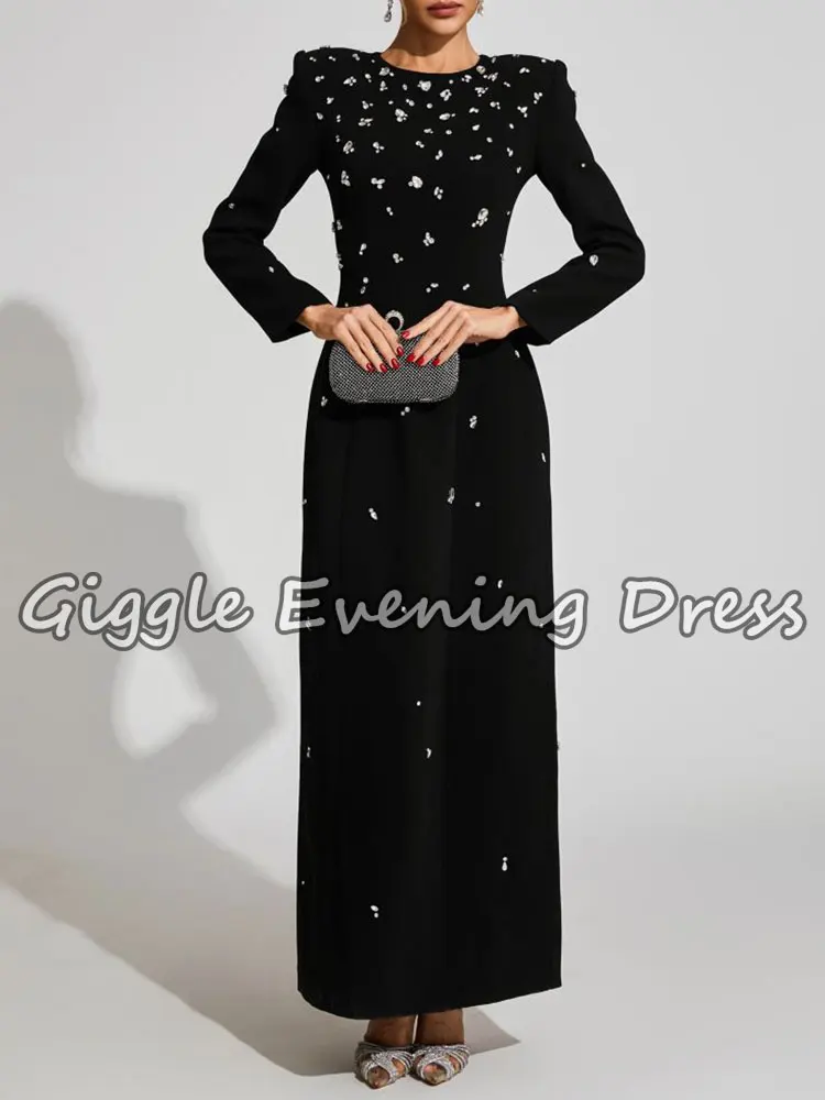 Giggle Fashion المرأة حجر الراين الماس مطرز فستان طويل ماكسي أنيق المرأة مساء رداء حفلات طول الكاحل حسب الطلب