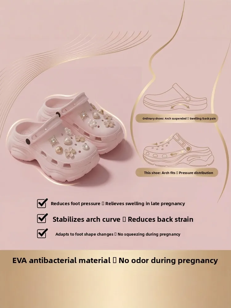 Maternity Anti-Slip Thong Slippers Women's Summer Outdoor Wear EVA Odorless Arch Support Thick Bottom Sandals Casual Sweet Style