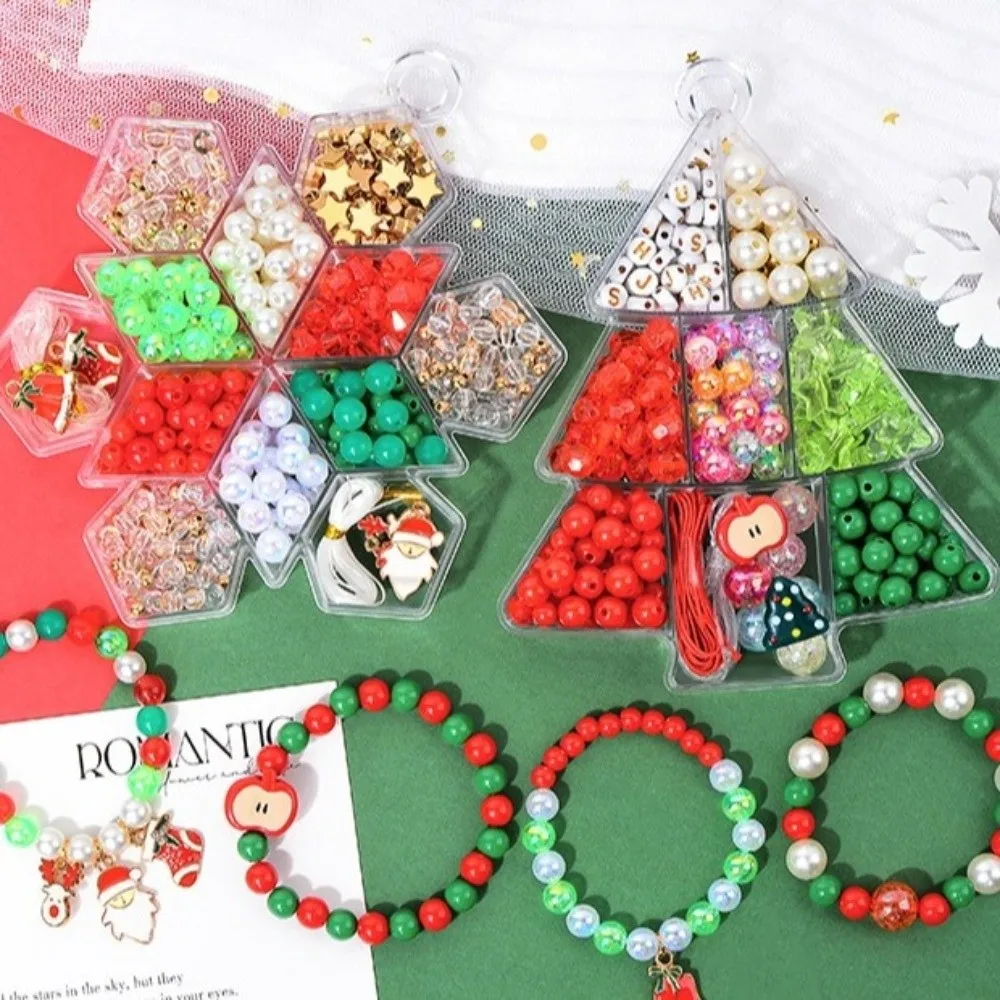 Multi-Color Christmas Beading DIY Kit Complete Supplies Entry-level Bracelet Necklace Making Snowflake Shaped Handmade
