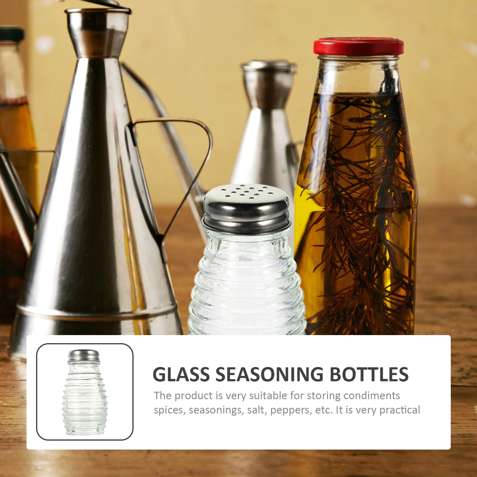 

6Pcs Glass Condiment Bottles Lightweight Mild Material Spice Jars Kitchen Storage Containers for Salt Pepper Pepper Shakers