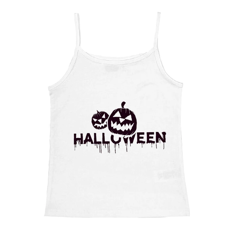 Y2k Kleidung Ernte Tops Frauen ärmellose Halloween Grafik T-Shirts O-Ausschnitt T-Shirts trend ige sexy Camis Mädchen Schlinge schlanke Weste Streetwear