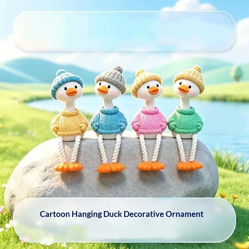 4Pcs Duck Ornament For Car Home Tabletop Decoration Autumn Christmas Atmosphere Back To School Season Christmas Gift Supply