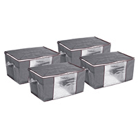 Uxcell 2/3/4pcs Clothes Storage Bag Clothes Storage Bins Foldable Closet Organizers Storage Containers with Reinforced Handles