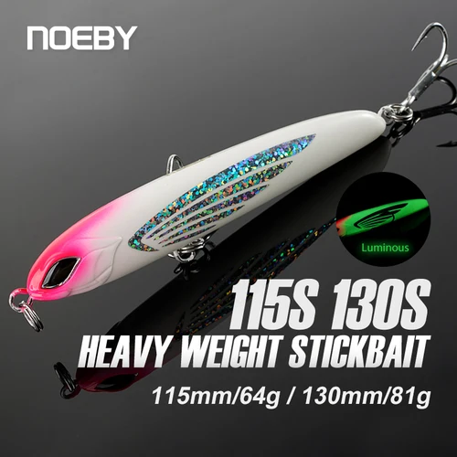 Imagen 1 del producto NOEBY Stickbait lápiz de hundimiento pesado 115mm 64g 130mm 81g señuelo de pesca cebos duros artificiales para lubina atún Señuelos de pesca