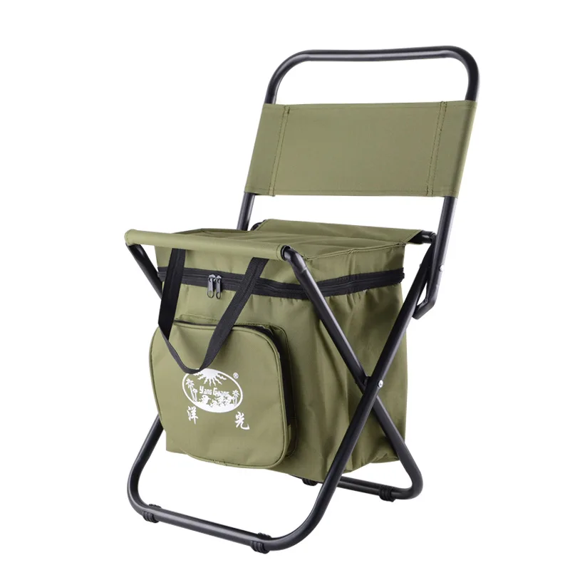 

600D Oxford cloth Outdoor fishing chair portable folding stool Comfortable backrest Beach Chairs Storage bag Insulation layer