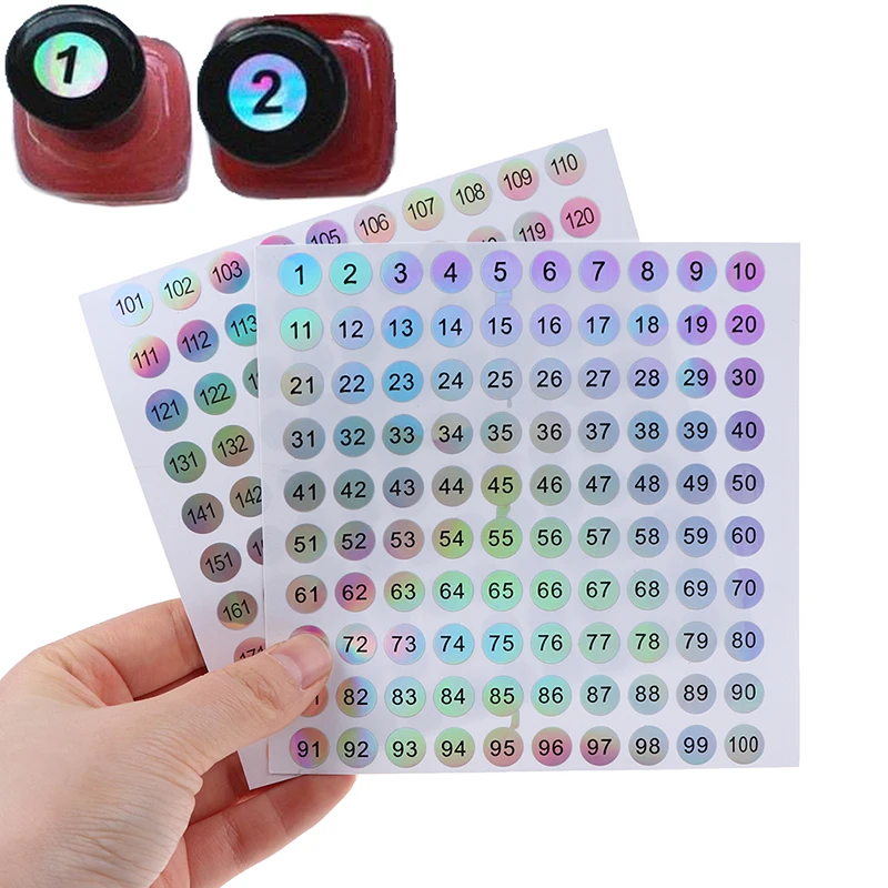 1Sheet Waterproof Number 1-200 Laser Labels Stickers Nail Polish Lipstick Number Tags.