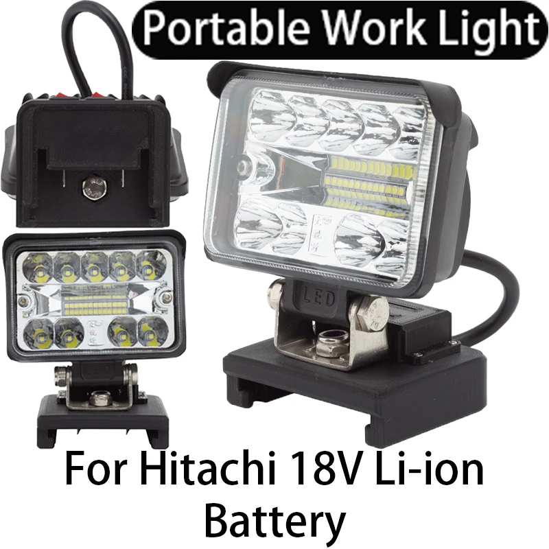 Lampada da lavoro a LED portatile per batteria agli ioni di litio Hitachi 18V Luce per attrezzi a LED Luce da viaggio per campeggio domestico