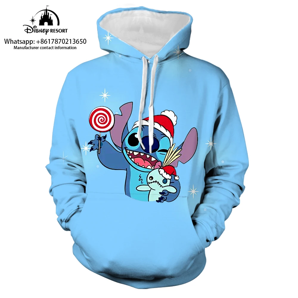 Stitch Cartoon 2022 New Christmas Collection Hoodie Women\'s Streetwear Fall Long Sleeve Disney Branded Casual Sweatshirt Y2K