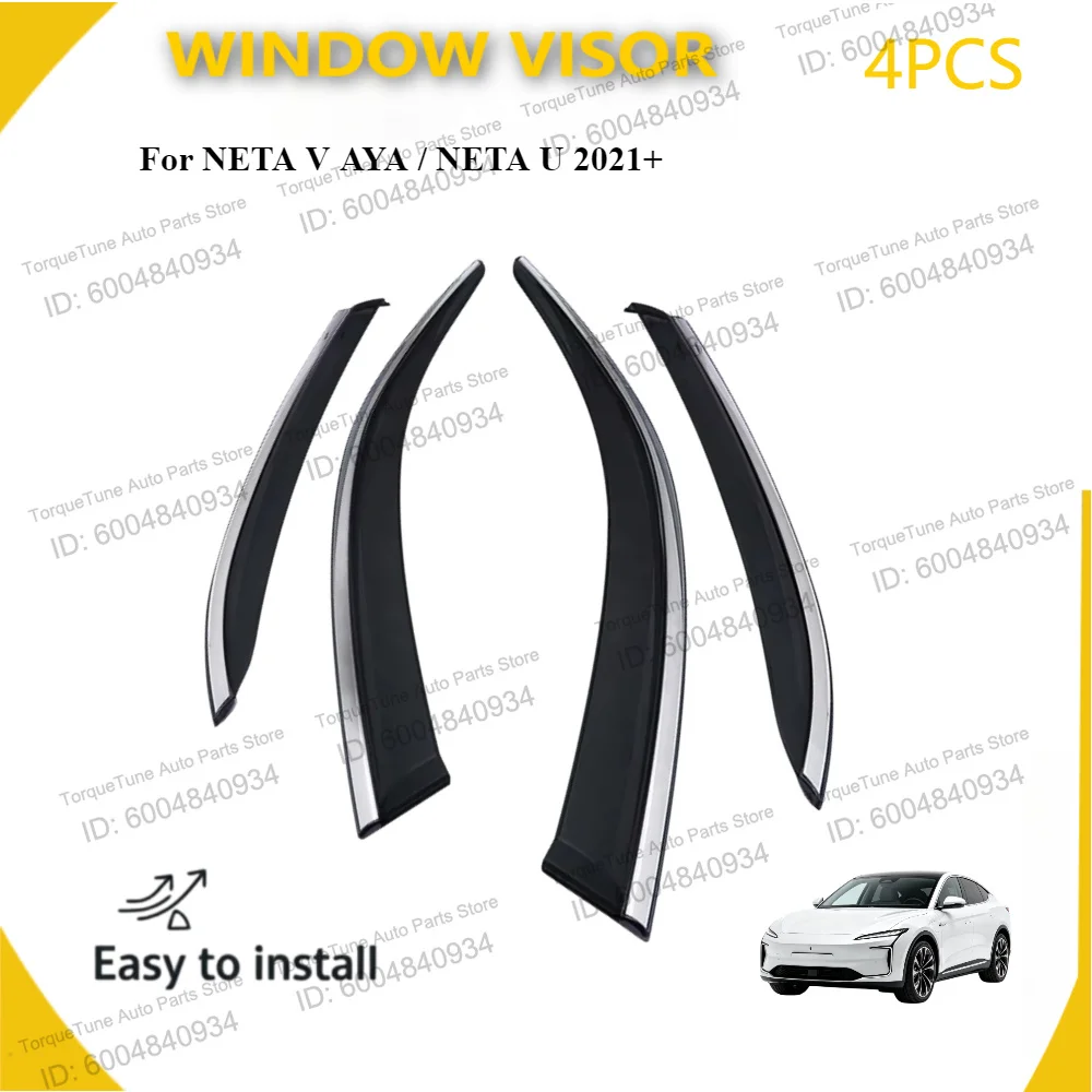 Premium Injection PC Window Visor Wind Deflector Fit For NETA V AYA / NETA U 2021+ Waterproof Sunproof Side Door Rain Guard
