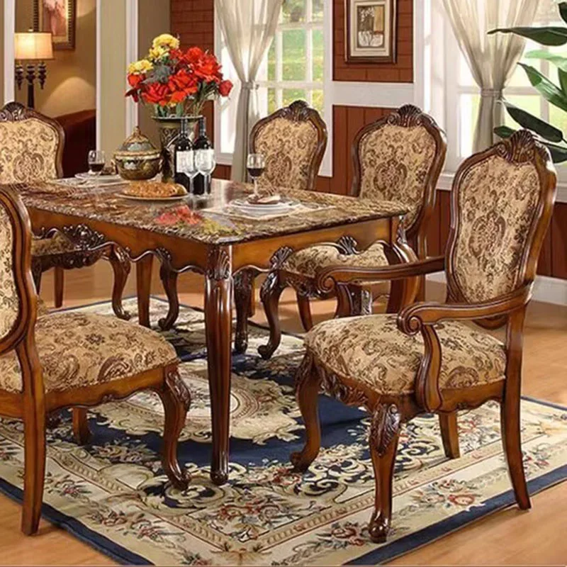 Wooden Wedding Dining Chairs Vintage Vanity Throne Stool Restaurant Replica Dining Chairs Luxury Stoel Chinese Style Furniture