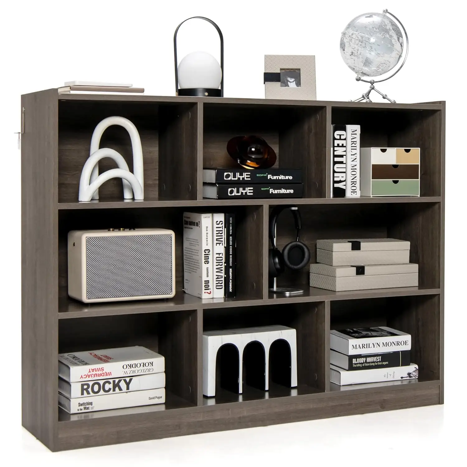 3-Tier Open Wood Bookshelf Floor Standing 8-Cube Storage Unit for Bedroom Living Room Kids Room 48x12.5x36.5, Customized