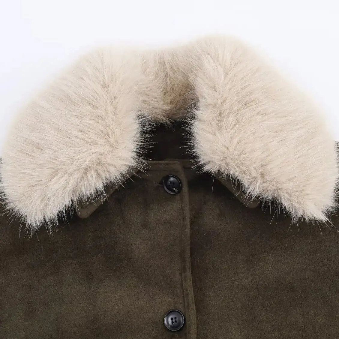 DiYiG DONNA 2025 Autunno Nuova Moda Misto Collo In Pelliccia Sintetica Giacca Chic Con Manicotto del Rotatore Bottone Cappotto Della Tuta Sportiva Mujer